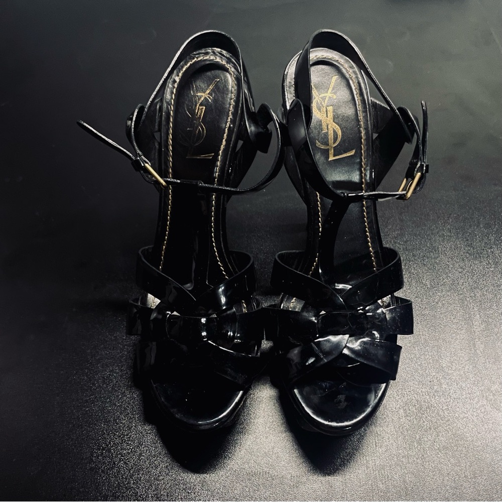Yves Saint Laurent Tribute Black sandals Heels - Picture 10 of 11